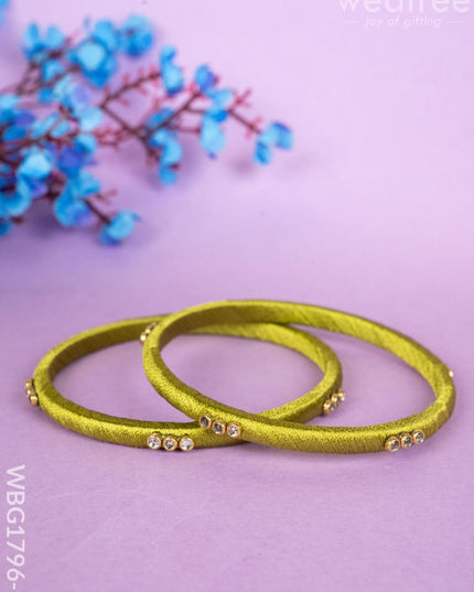 Silk Thread Bangles - Set of 2 - 2.8 inch - WBG1796-2 - Bangles & Bracelets