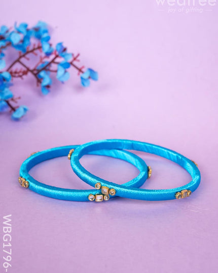 Silk Thread Bangles - Set of 2 - 2.8 inch - WBG1796-2 - Bangles & Bracelets