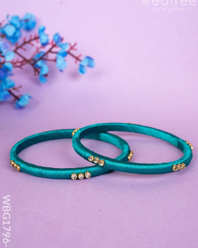 Silk Thread Bangles - Set of 2 - 2.8 inch - WBG1796-2 - Bangles & Bracelets