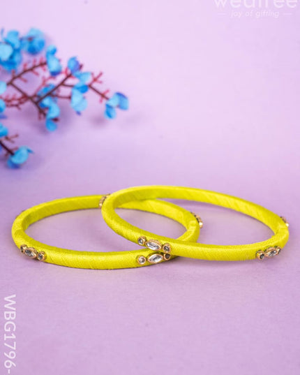Silk Thread Bangles - Set of 2 - 2.8 inch - WBG1796-2 - Bangles & Bracelets
