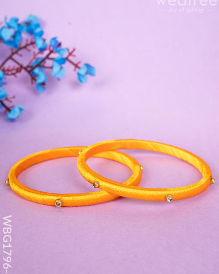 Silk Thread Bangles - Set of 2 - 2.8 inch - WBG1796-2 - Bangles & Bracelets