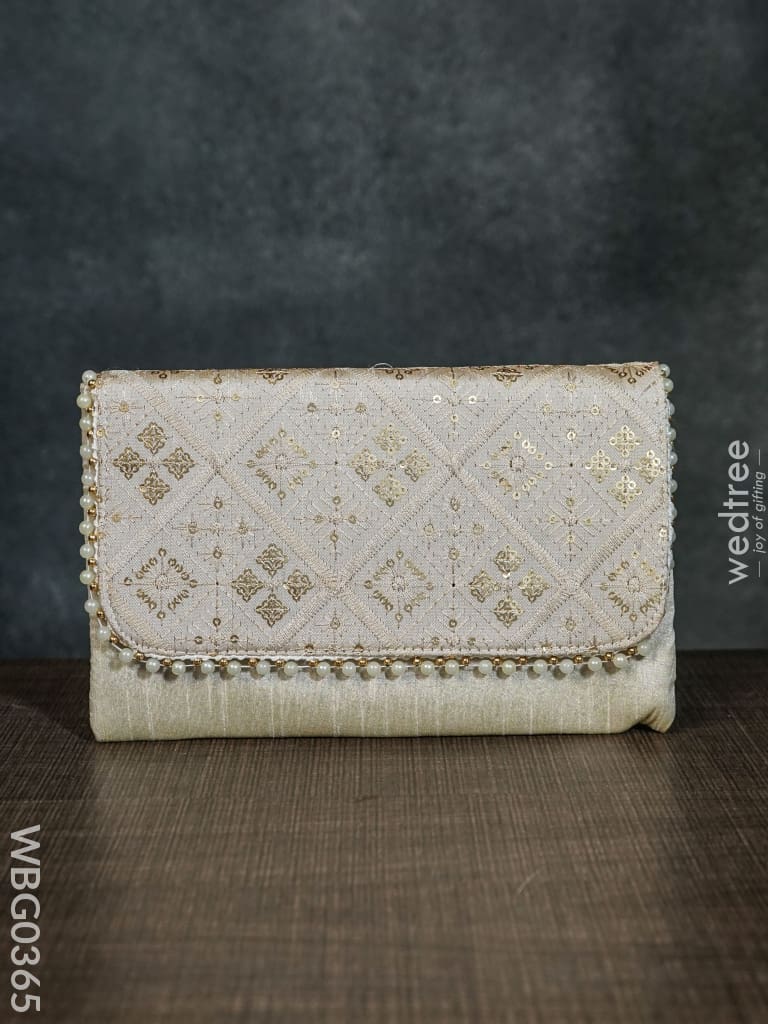 Silky Shimmer Purse With White Pearl Lace - Wbg0365 Clutches & Purses