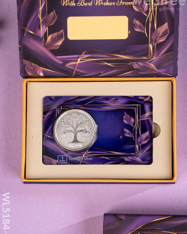 Silver Coin - Kalpavriksha Tree Engraving - 1 Gram - WL5184-1 - Silver Gifts