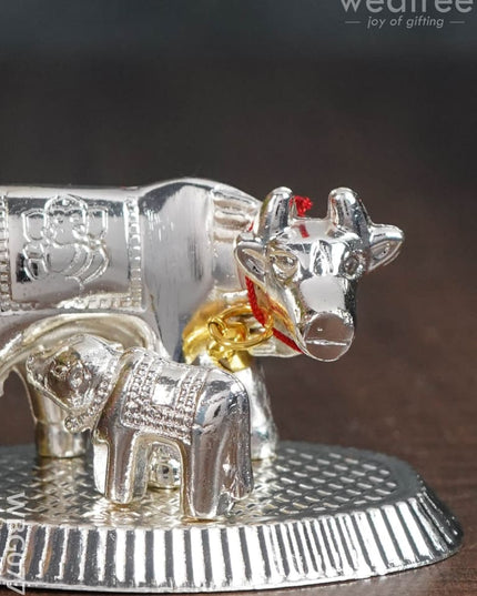 Silver Finish Cow and Calf Idol - WBG0773 - Murti - RG