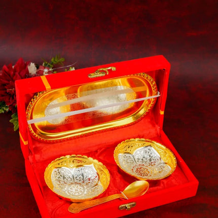Silver & Gold Plated Bowl Set of 2 with Plate - W3712 - Dining Essentials