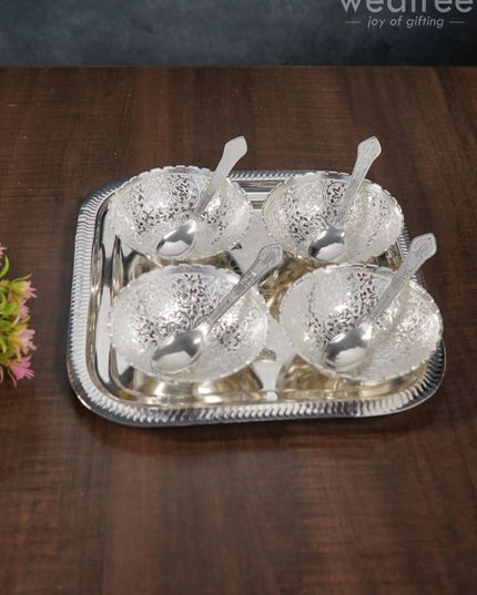 Silver & Gold Plated Bowl (Set Of 4) With Plate - Wl2799 Dining Essentials