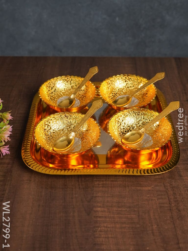 Silver & Gold Plated Bowl (Set Of 4) With Plate - Wl2799 Dining Essentials