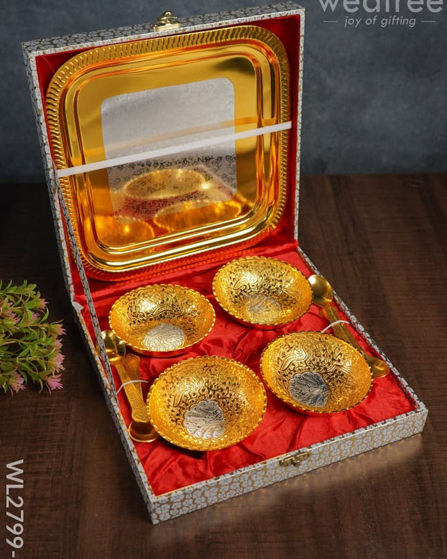 Silver & Gold Plated Bowl (Set Of 4) With Plate - Wl2799 Dining Essentials
