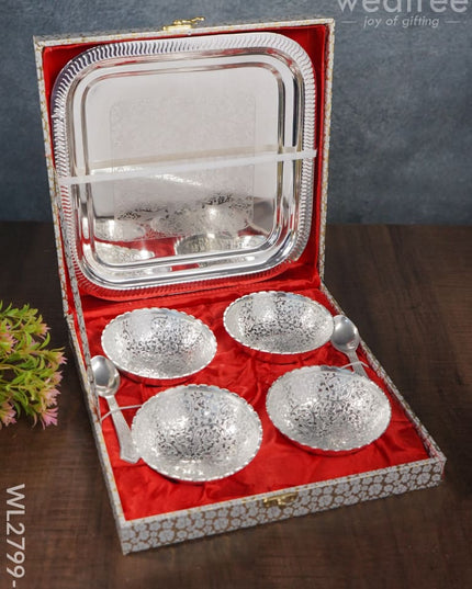 Silver & Gold Plated Bowl (Set Of 4) With Plate - Wl2799 Dining Essentials