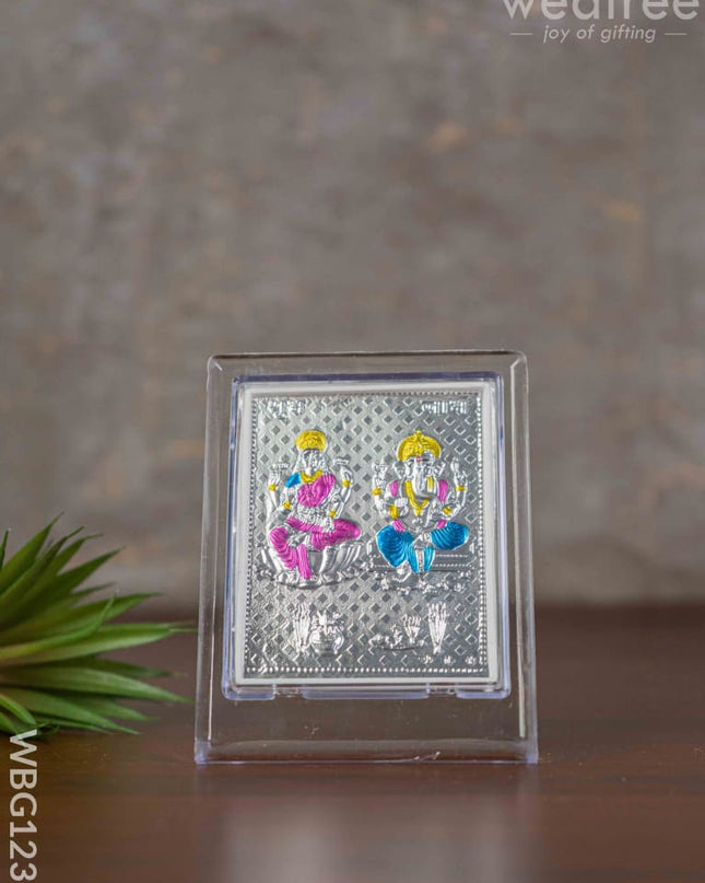 Silver Lakshmi Ganesha Photoframe With Stand - Wl3500 German Photo Frame