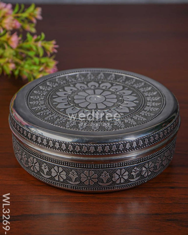 Oxidised Poori Box - Wl3269 6.5 Inch Meenakari Containers