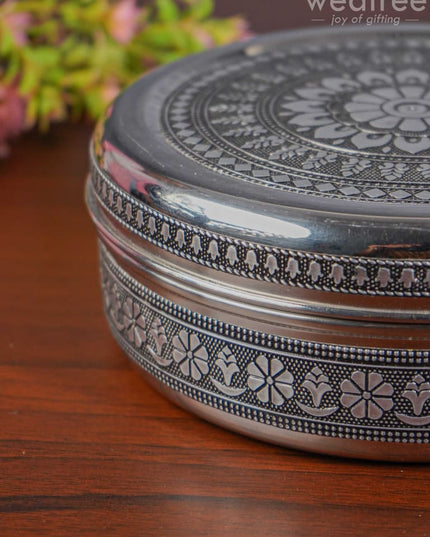 Oxidised Poori Box - Wl3269 Meenakari Containers