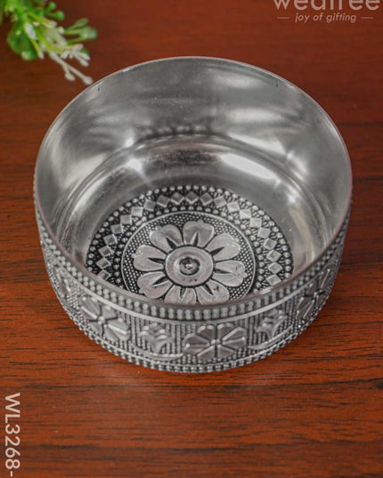 Silver Oxidised Thali Set - 11.5 Inch Wl3268-2 Meenakari Trays & Plates