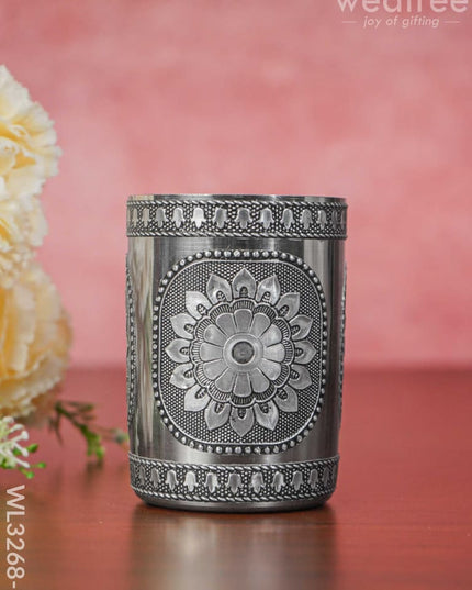 Silver Oxidised Thali Set - 11.5 Inch Wl3268-2 Meenakari Trays & Plates