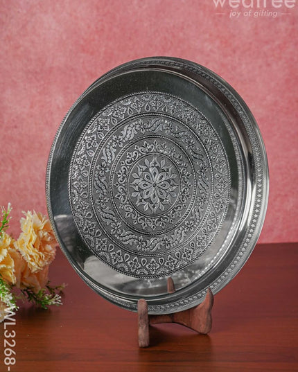 Silver Oxidised Thali Set - 11.5 Inch Wl3268-2 Meenakari Trays & Plates