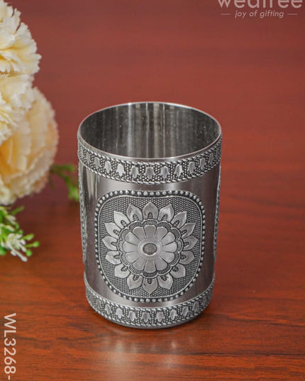 Silver Oxidised Thali Set - 11.5 Inch Wl3268-2 Meenakari Trays & Plates