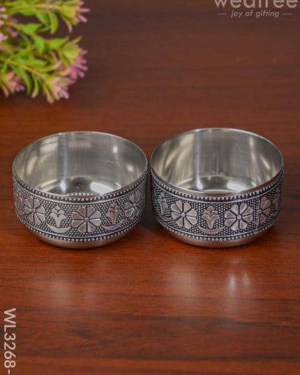 Oxidised Thali Set Of 4 - 9.5 Inch Wl3268-1 Meenakari Trays & Plates