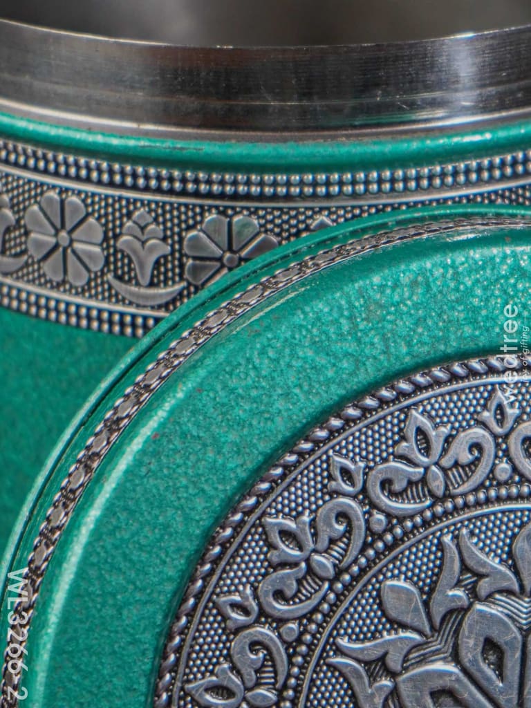 Silver Oxidized Dabba - Wl3266-2 Meenakari Containers