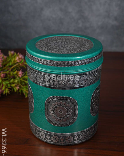 Silver Oxidized Dabba - Wl3266-2 Meenakari Containers