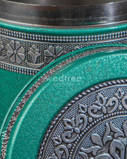 Silver Oxidized Dabba - Wl3266-2 Meenakari Containers