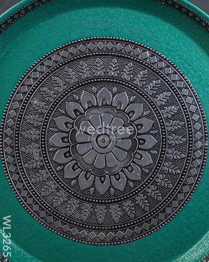 Silver Oxidized Round Plate - Wl3265-1 Meenakari Trays & Plates