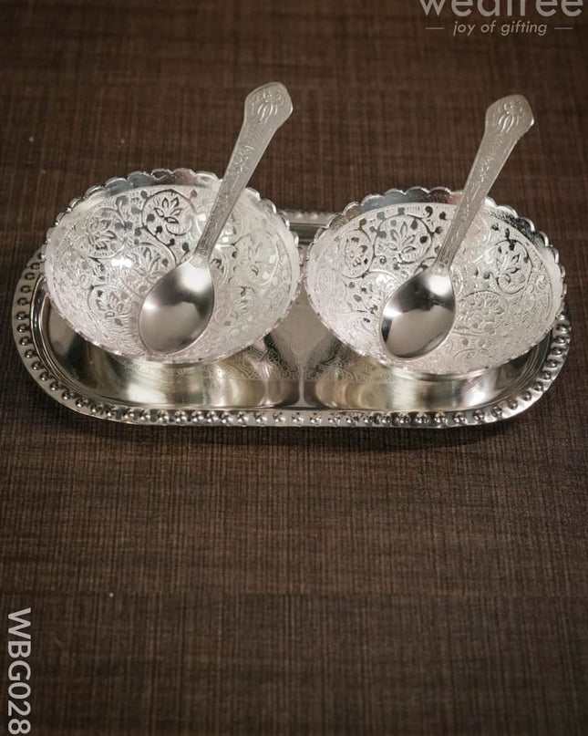 Silver Plated Bowl Set Of 2 With Plate - Wbg0286 Bowls