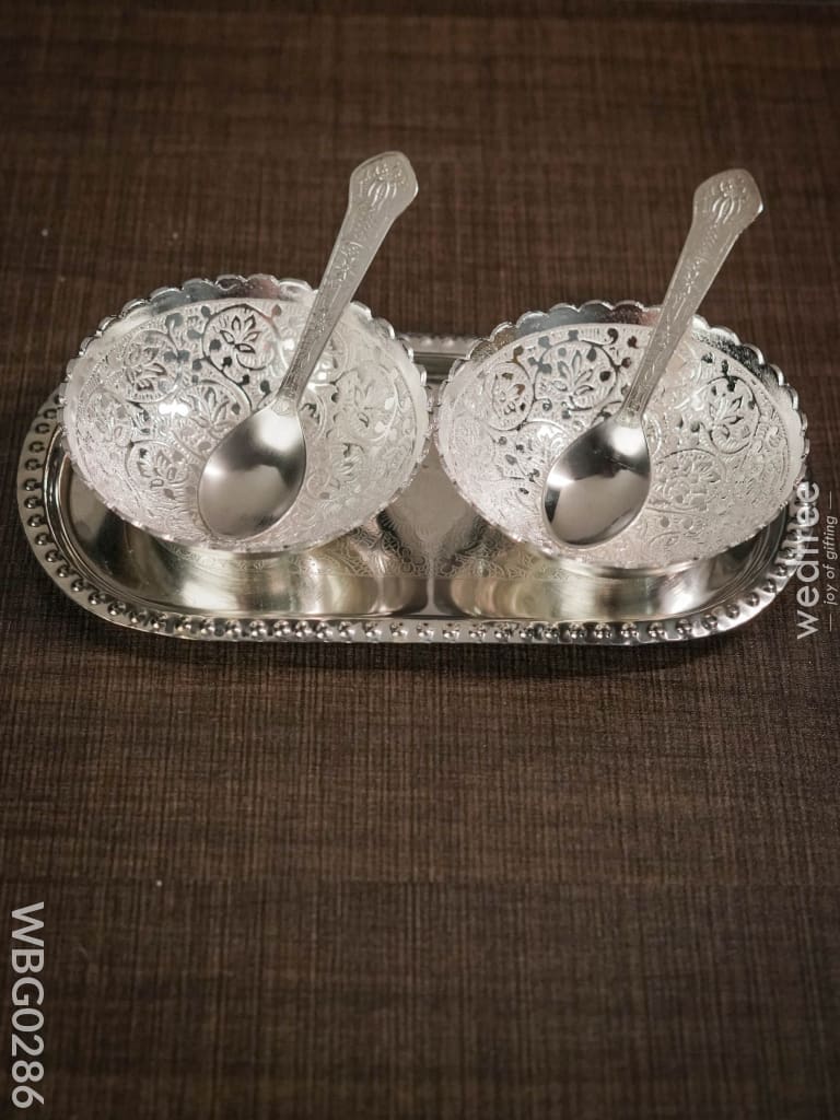 Silver Plated Bowl Set Of 2 With Plate - Wbg0286 Bowls