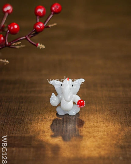 Soda Glass Miniature Ganesha With Laddu - Wbg1281 Divine Figurines
