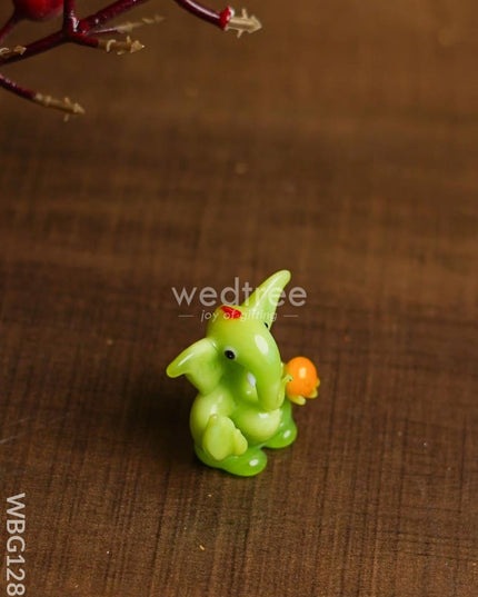 Soda Glass Miniature Ganesha With Laddu - Wbg1281 Divine Figurines
