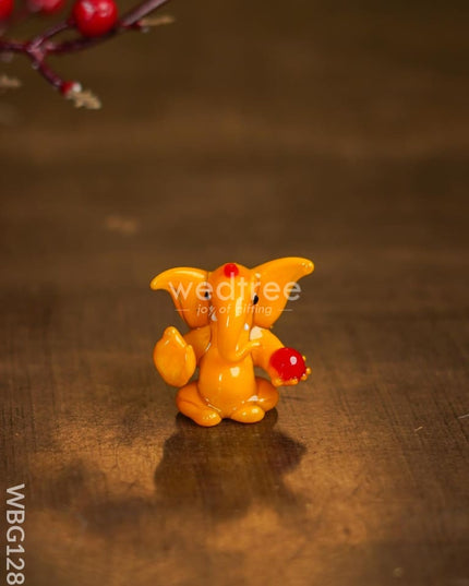 Soda Glass Miniature Ganesha With Laddu - Wbg1281 Divine Figurines