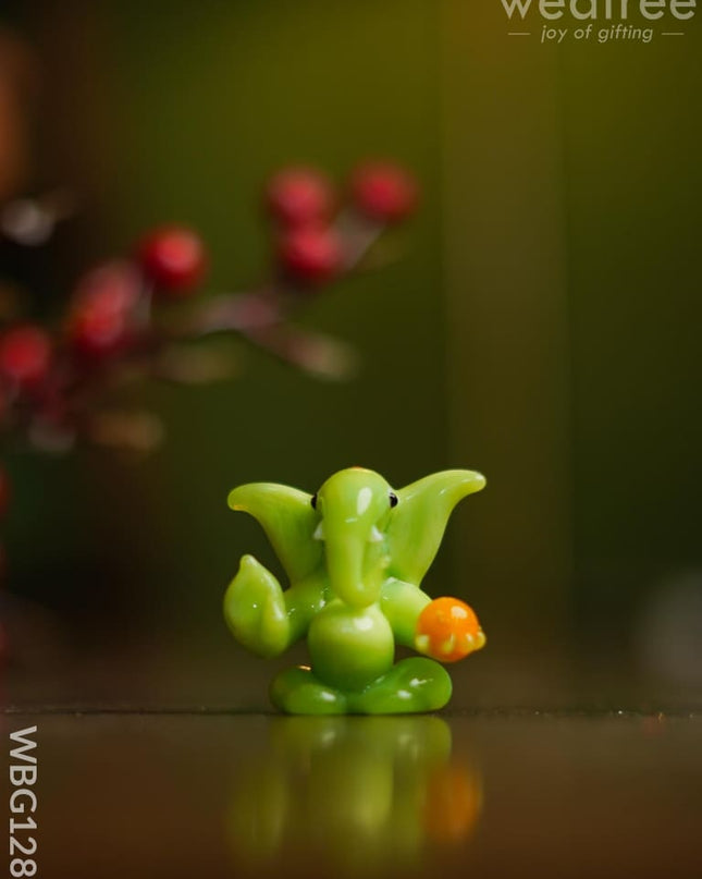 Soda Glass Miniature Ganesha With Laddu - Wbg1281 Divine Figurines