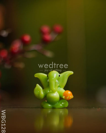 Soda Glass Miniature Ganesha With Laddu - Wbg1281 Divine Figurines