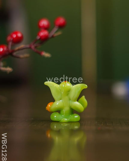 Soda Glass Miniature Ganesha With Laddu - Wbg1281 Divine Figurines