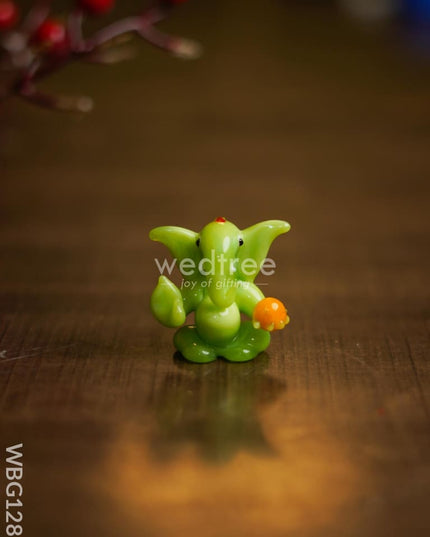 Soda Glass Miniature Ganesha With Laddu - Wbg1281 Divine Figurines
