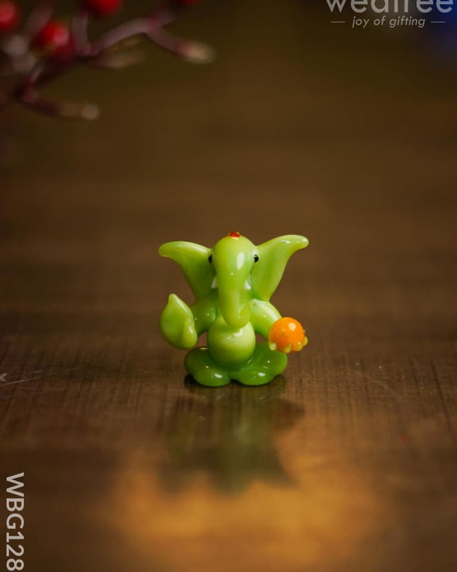 Soda Glass Miniature Ganesha With Laddu - Wbg1281 Divine Figurines