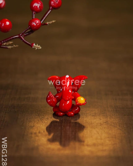 Soda Glass Miniature Ganesha With Laddu - Wbg1281 Divine Figurines