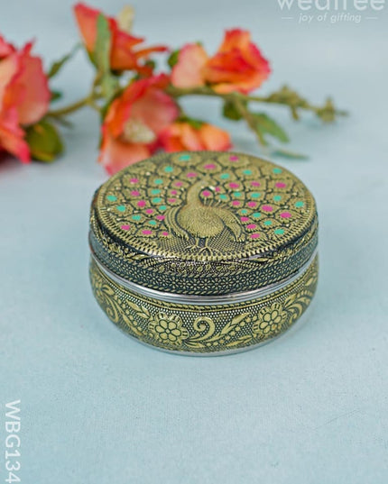 Stainless Steel Box With Peacock Design - Wbg1348 Containers And Poori Boxes