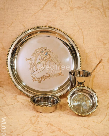 Stainless Steel Kids Plate Set - Barbie Wl0108 Kids Utility