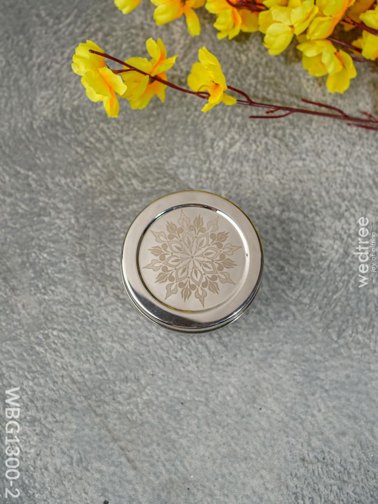 Stainless Steel Poori Box With Floral Prints - Wbg1300 Medium Dining Essentials