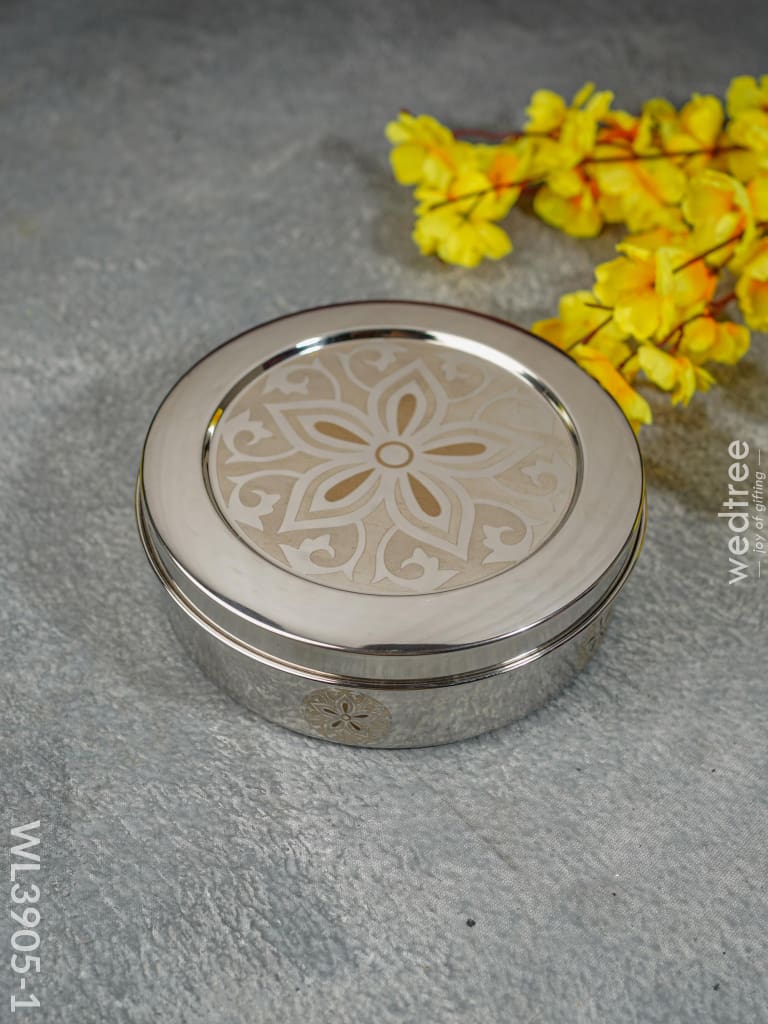 Stainless Steel Poori Box With Floral Prints - Wl3905 Small Dining Essentials
