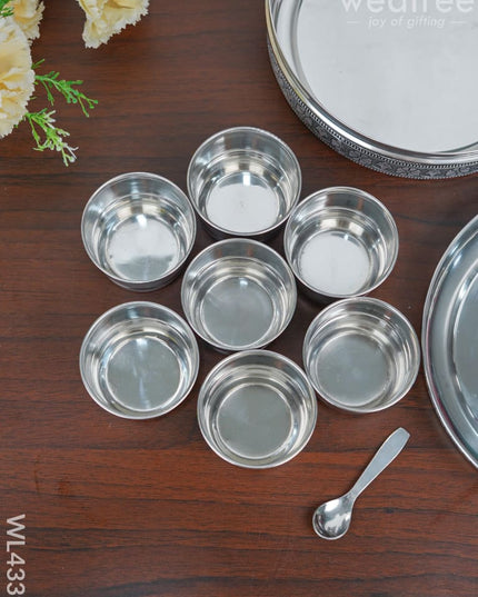 Stainless Steel Silver Oxidised Masala Box - Wl4339 Containers And Poori Boxes