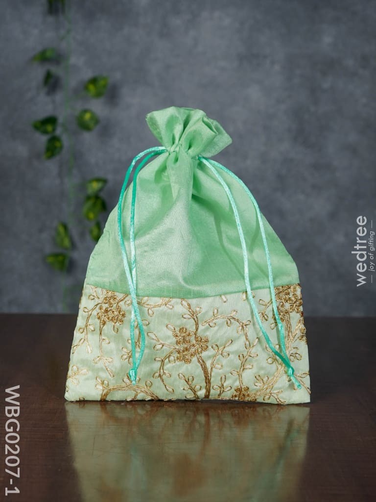 String Bag Floral Design With Embroidery Work - 8 X 11 Inches Wbg0207 Bags