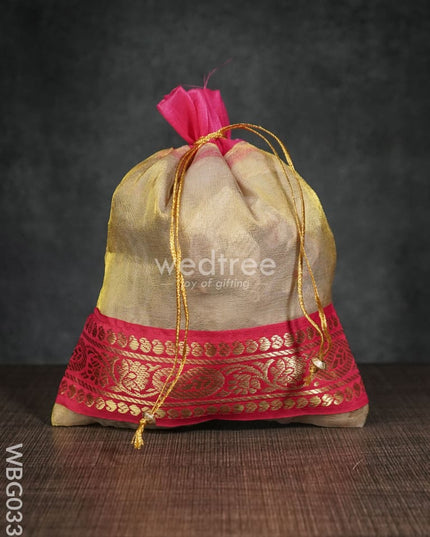 String Bag With Classic Zari(8 X 10 ) Inches - Wbg0332 Bags
