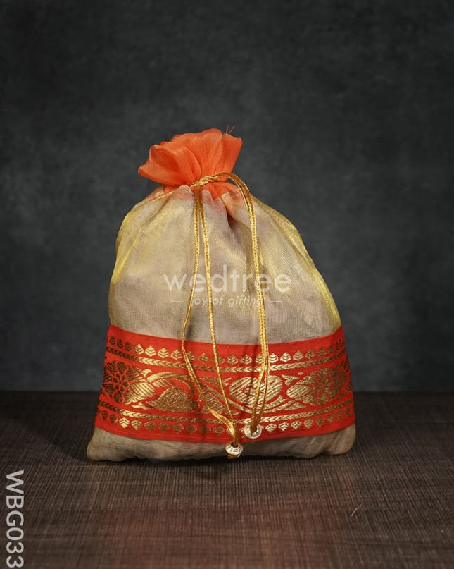 String Bag With Classic Zari(8 X 10 ) Inches - Wbg0332 Bags