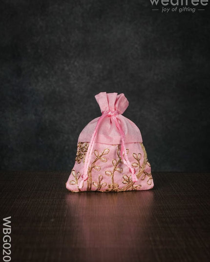 String Bag With Floral Embroidery - 4 X 5 Inches Wbg0204 Bags