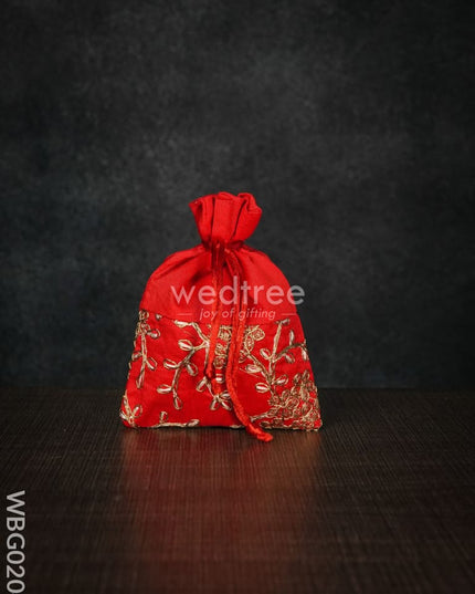 String Bag With Floral Embroidery - 4 X 5 Inches Wbg0204 Bags