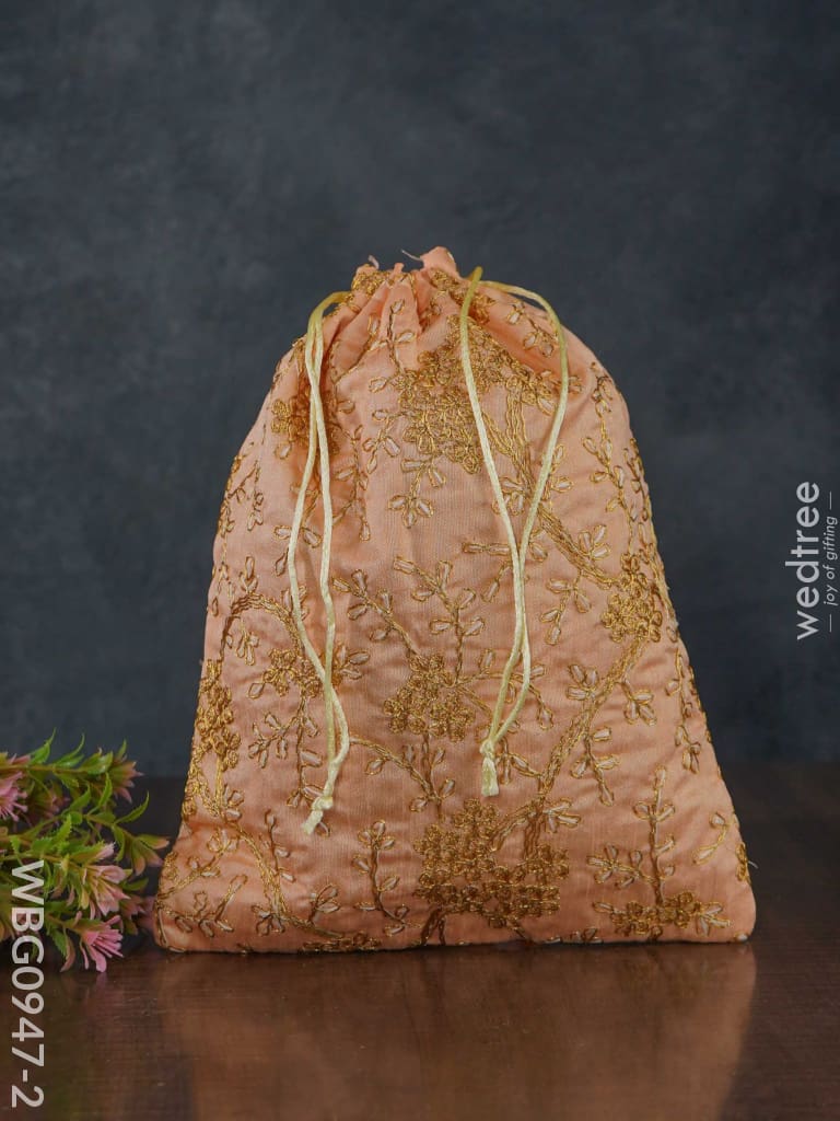String Bag With Floral Embroidery - Wbg0947 Bags
