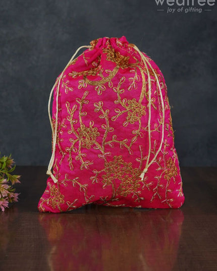 String Bag With Floral Embroidery - Wbg0947 Bags