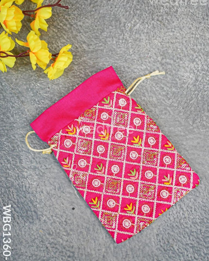 String Bag With Embroidery Work (6 X 7) - Wbg1360-2 Favor Bags
