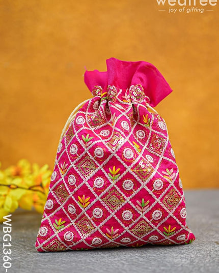 String Bag With Embroidery Work (9 X 7) - Wbg1360-3 Favor Bags